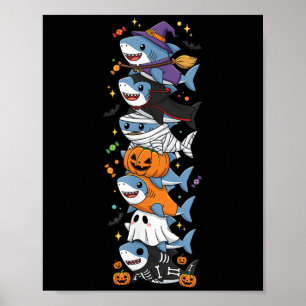 Grappige Haaien Heks Vampier Geest Halloween Kinde Poster