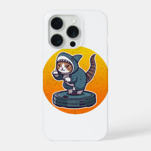 Grappige Haaienkat Op Robotstofzuiger Retro Meme K iPhone 15 Pro Hoesje