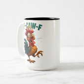 Grappige Haan Cadeau – F-Caw-F Kip Ontwerp Tweekleurige Koffiemok (Voorkant links)