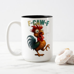 Grappige Haan Cadeau – F-Caw-F Kip Ontwerp Tweekleurige Koffiemok