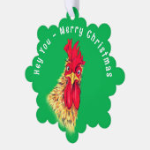 Grappige Haan Kerst Ornament Kaart Custom Text (Links)