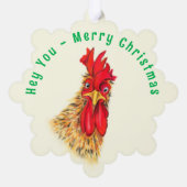 Grappige Haan Kerst Ornament Kaart Custom Text (Achterkant)