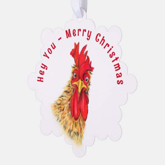 Grappige Haan Kerst Ornament Kaart Custom Text (Links)