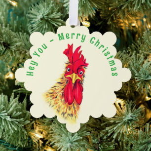 Grappige Haan Kerst Ornament Kaarten Aangepaste te