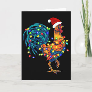 Grappige Haan Kip Kerstman Kerstverlichting Boerde Kaart
