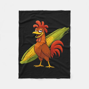 Grappige Haan Met Korenkolven Thanksgiving Kip F Fleece Deken