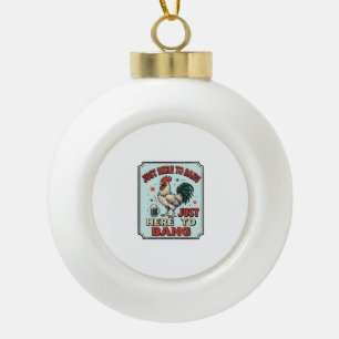 Grappige Haan Vintage Gravure Shirt Ontwerp (2)_1 Keramische Bal Ornament