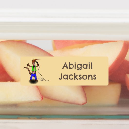 Grappige hagedis zingen cartoon gepersonaliseerd labels (Aangebracht)