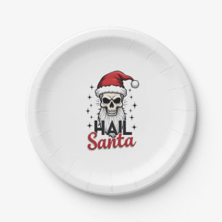 Grappige Hail Santa Claus Schedel Skelet Antichris Papieren Bordje