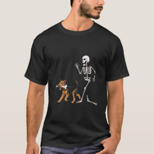 Grappige Halloween Airedale Terrier en Skelet T-shirt