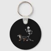 Grappige Halloween Berner Sennenhond en skelet Sleutelhanger (Voorkant)
