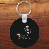 Grappige Halloween Berner Sennenhond en skelet Sleutelhanger (Voorkant)