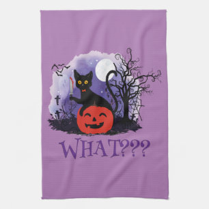 Grappige Halloween Bewitched Black Cat Wat? Theedoek