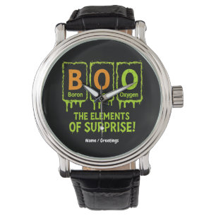 Grappige Halloween Boo Elements Science Surprise G Horloge
