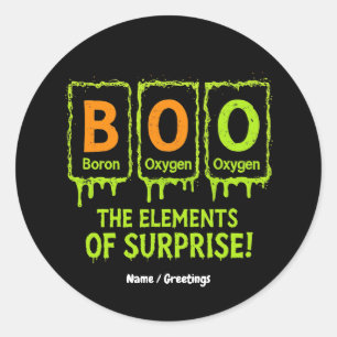 Grappige Halloween Boo Elements Science Surprise G Ronde Sticker