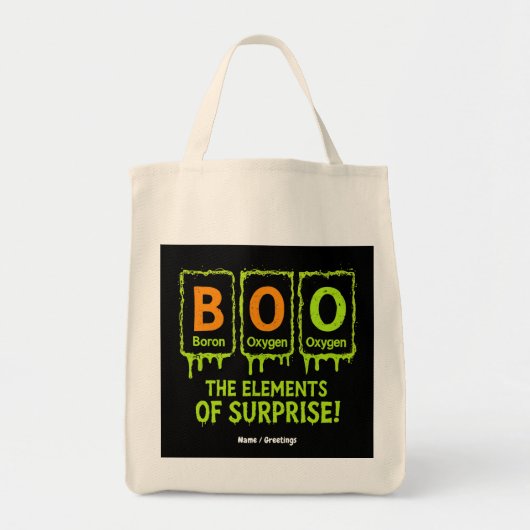 Grappige Halloween Boo Elements Science Surprise G Tote Bag (Voorkant)