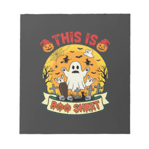 Grappige Halloween Boo Sheet Geest Kerkhof Notitieblok