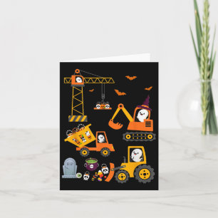 Grappige Halloween Bouw Trucks Pompoen Peuter Kaart