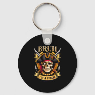 Grappige halloween bruh een piraten schedel kostuu sleutelhanger