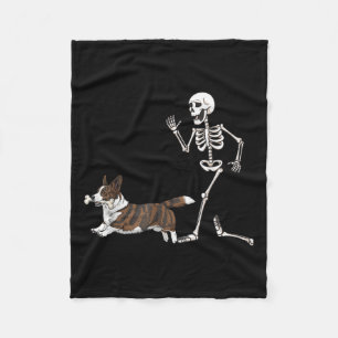 Grappige Halloween Cardigan Welsh Corgi en Skeleto Fleece Deken