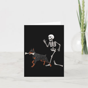 Grappige Halloween Doberman Nscher en Skeleton Kaart