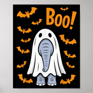 Grappige Halloween Elephant Boo Ghost kostuumvleer Poster