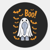 Grappige Halloween Elephant Boo Ghost kostuumvleer Ronde Sticker (Voorkant)
