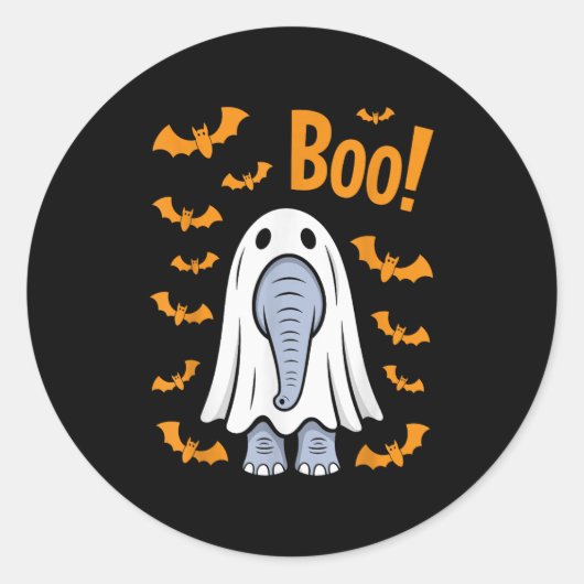 Grappige Halloween Elephant Boo Ghost kostuumvleer Ronde Sticker (Voorkant)
