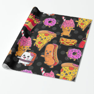 Grappige Halloween fastfood monsters Cadeaupapier