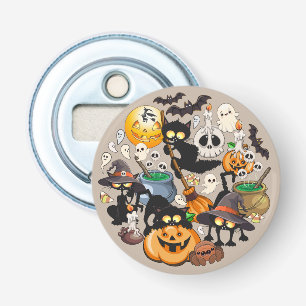 Grappige Halloween Feest met Katten Button Flesopener