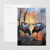 Grappige Halloween flamingo's dragen gier kostuums Feestdagenkaart (Voorkant / Achterkant)