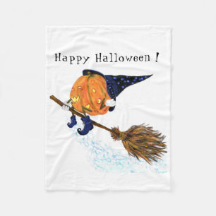 Grappige Halloween fleece deken heks pompoen