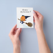 Grappige Halloween Flyer Heksenpompoen Vliegende b (Hand)