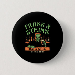 Grappige Halloween Frank en Steins Bar Grill Ronde Button 5,7 Cm