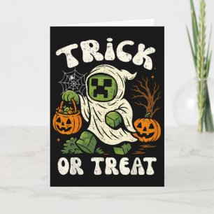 Grappige Halloween Gamer Pixel Kinderen Trick Or T Kaart
