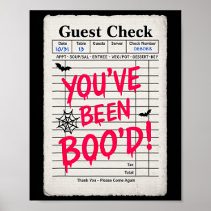 Grappige Halloween Gast Check Je bent Boo'd Wacht Poster