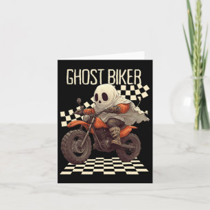 Grappige Halloween Geest Biker Op Motorfiets Kaart