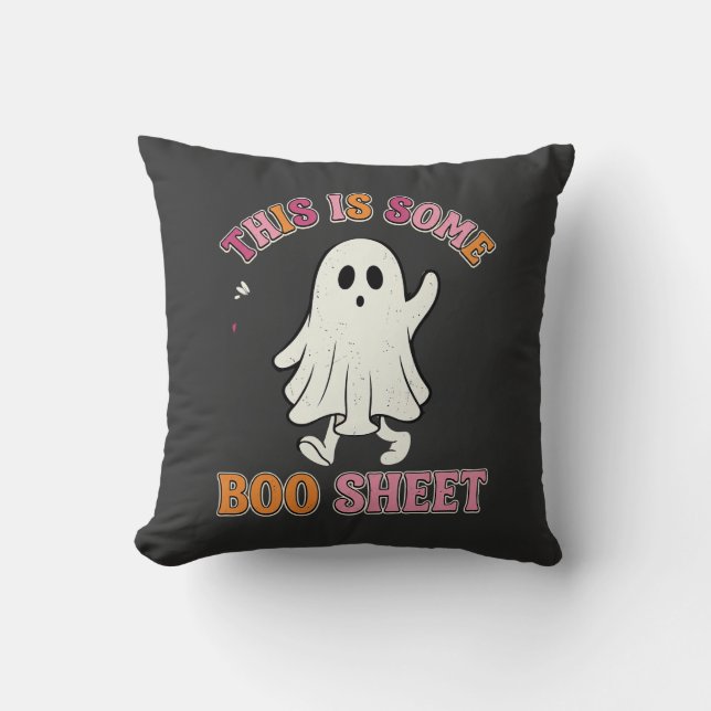 Grappige Halloween Geest Boe Vel Bloemig Retro Ont Kussen (Voorkant)