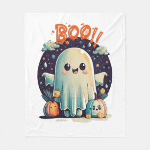 Grappige Halloween Geest Boo in Melkweg Fleece Deken