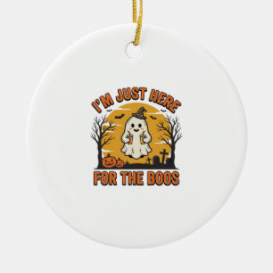 Grappige Halloween Geest Hier voor de Boos Vintage Keramisch Ornament