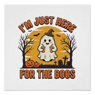 Grappige Halloween Geest Hier voor de Boos Vintage Perfect Poster