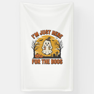 Grappige Halloween Geest Hier voor de Boos Vintage Spandoek