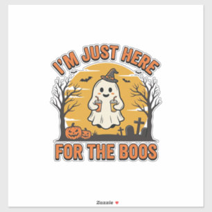 Grappige Halloween Geest Hier voor de Boos Vintage Sticker