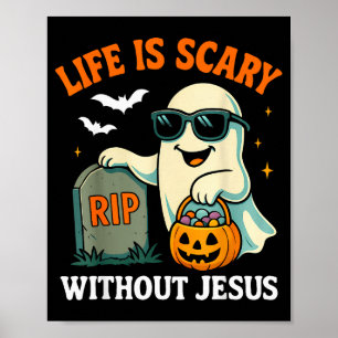 Grappige Halloween Geest Leven Is Schrikbarend Zon Poster