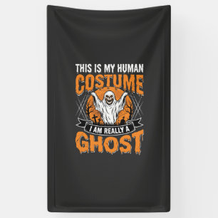 Grappige Halloween Geest Menselijk Kostuum Vintage Spandoek