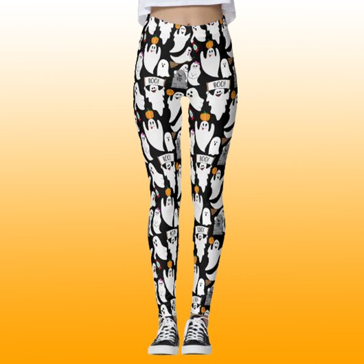 Grappige Halloween Geesten Zwart-wit Patterned Leggings