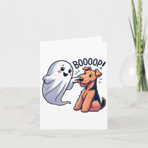 Grappige Halloween Ghost Airedale Terrier Boop Laz Kaart