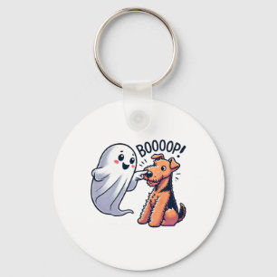 Grappige Halloween Ghost Airedale Terrier Boop Laz Sleutelhanger