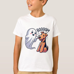 Grappige Halloween Ghost Airedale Terrier Boop Laz T-shirt