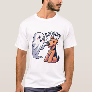 Grappige Halloween Ghost Airedale Terrier Boop Laz T-shirt